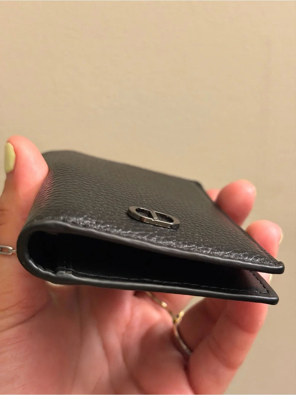 Dior Black Textured Leather Card Holder wallet